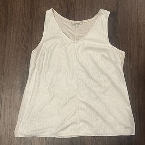 Calvin Klein Jeans Women's Snake Print Tank Blouse Cream/White Size XL